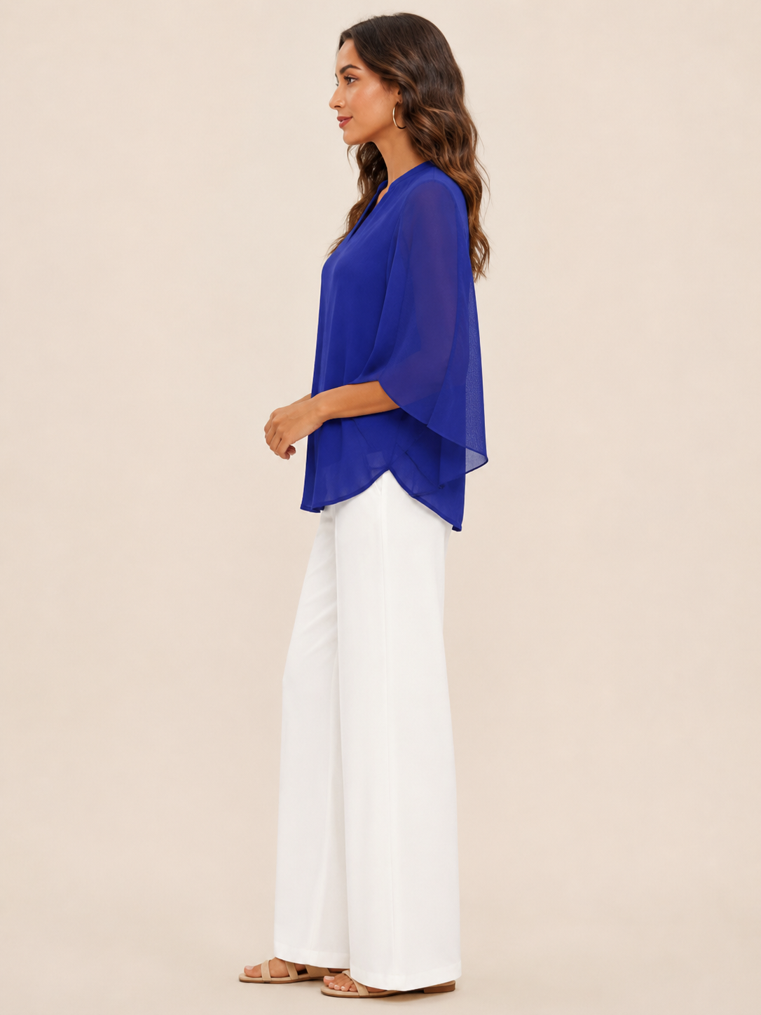 Samilène - Dames Blouse Met Split-hals En Wijde Mouwen