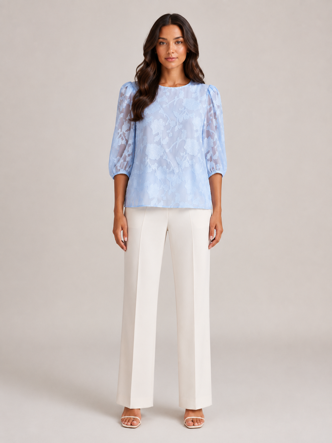 Sarevienne - Dames Blouse Met Bloemenpatroon En Pofmouwen