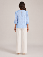 Sarevienne - Dames Blouse Met Bloemenpatroon En Pofmouwen