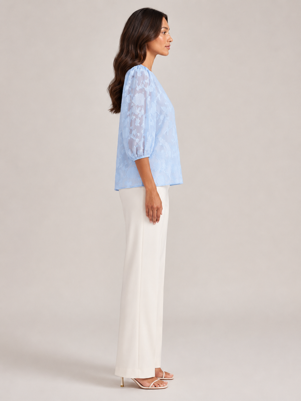 Sarevienne - Dames Blouse Met Bloemenpatroon En Pofmouwen