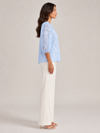 Sarevienne - Dames Blouse Met Bloemenpatroon En Pofmouwen