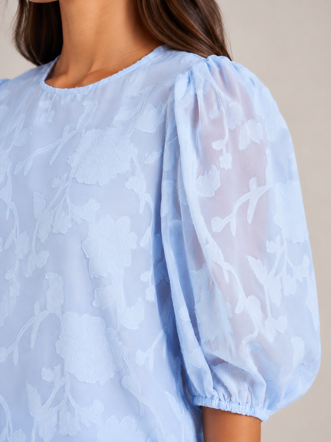 Sarevienne - Dames Blouse Met Bloemenpatroon En Pofmouwen