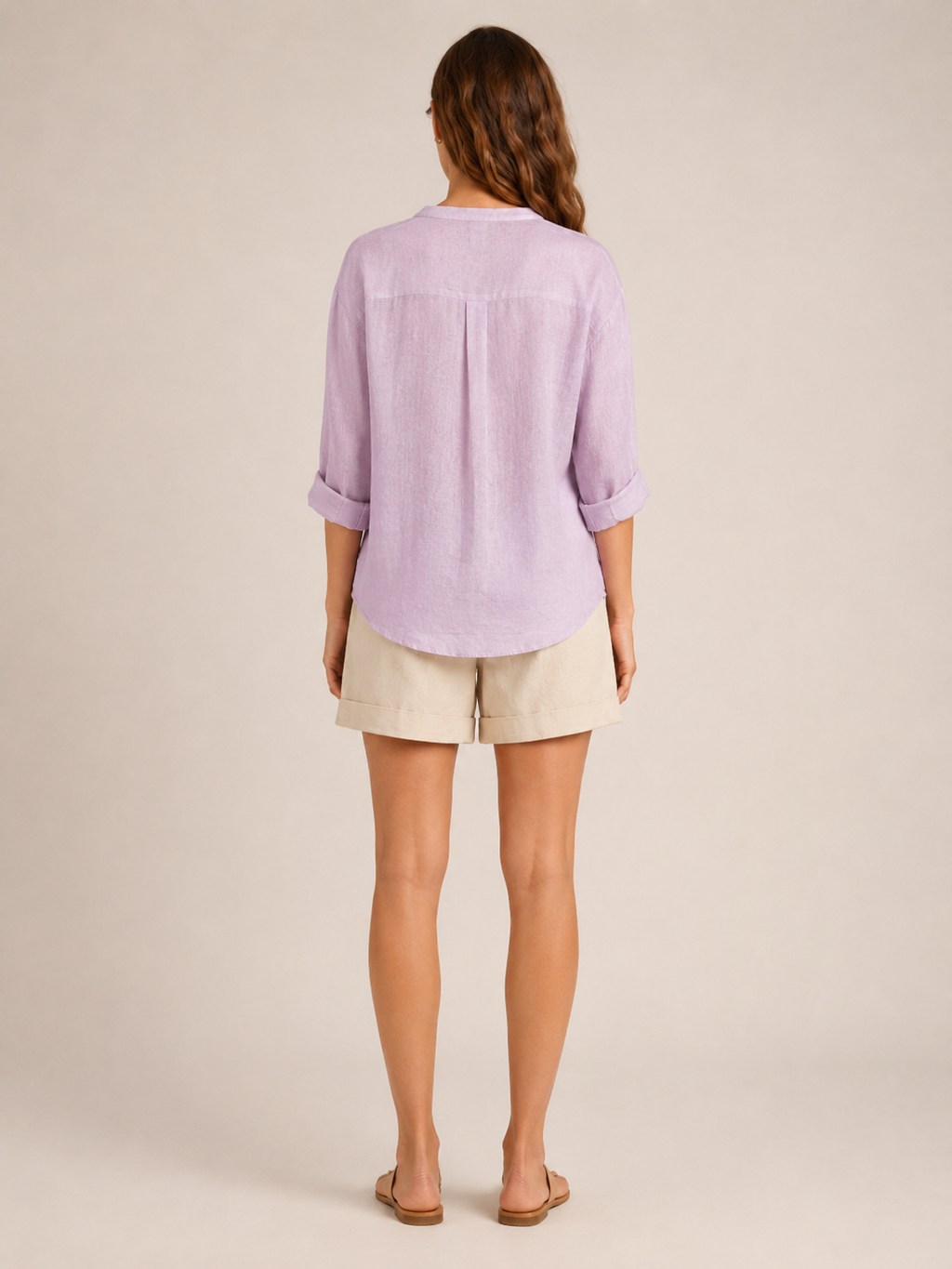 Soremina - Dames Katoenen Blouse Met Split-hals En Lange Mouwen