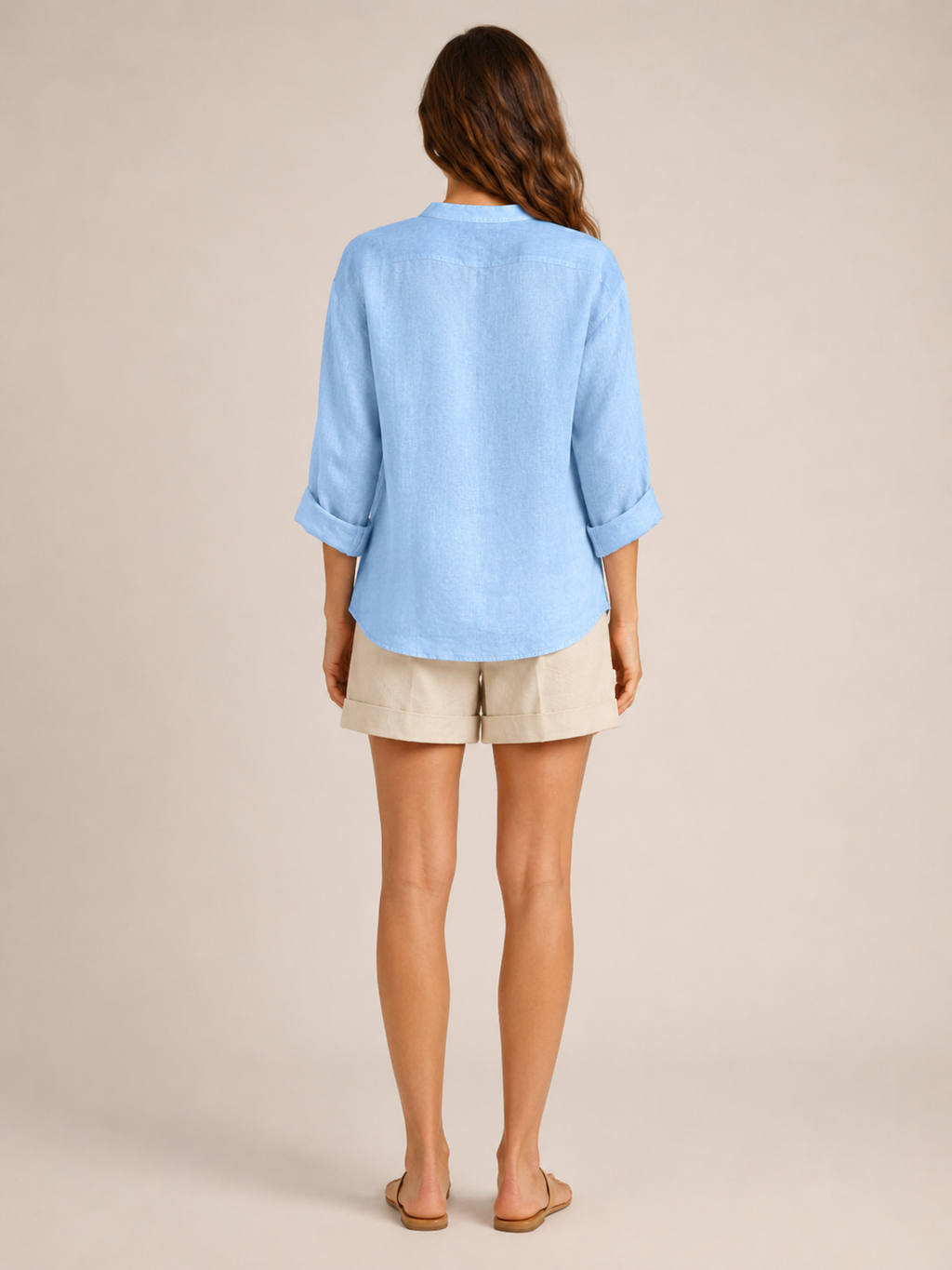 Soremina - Dames Katoenen Blouse Met Split-hals En Lange Mouwen