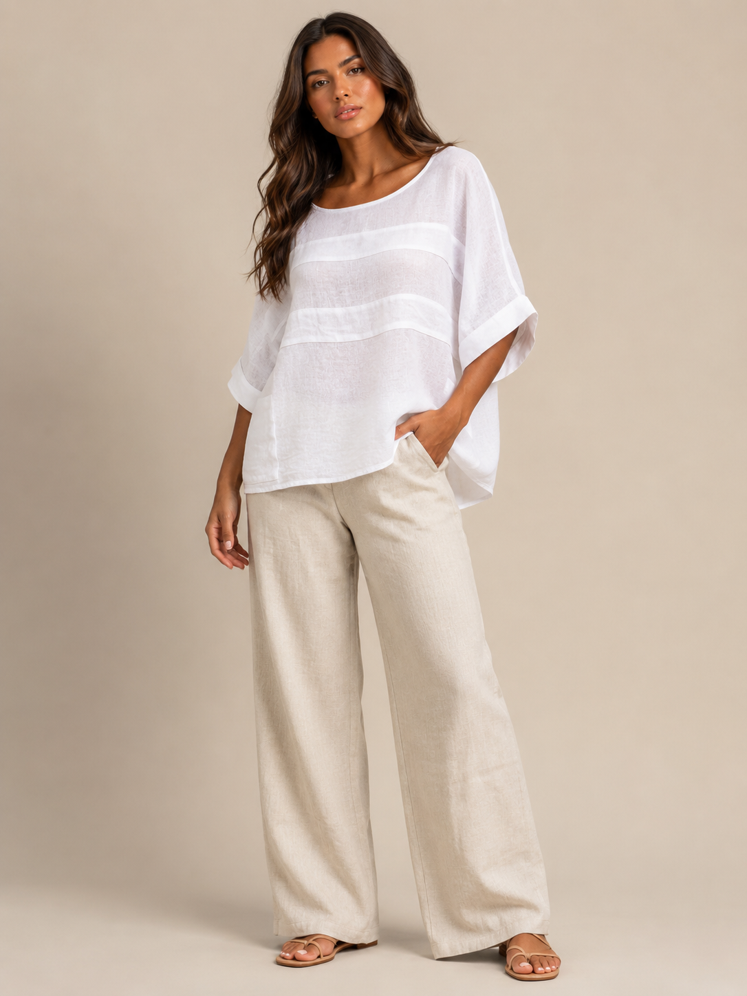 Séloraine - Dames Blouse Met Ronde Hals En Wijde Mouwen