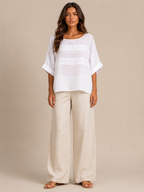Séloraine - Dames Blouse Met Ronde Hals En Wijde Mouwen