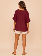 Séloraine - Dames Blouse Met Ronde Hals En Wijde Mouwen
