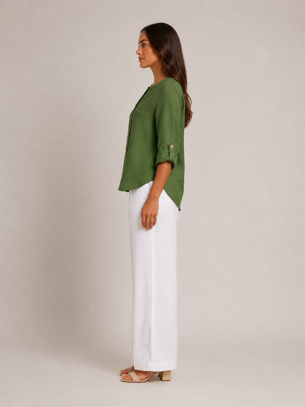 Sorellane - Dames Blouse Met Split-hals En Grote Knopen