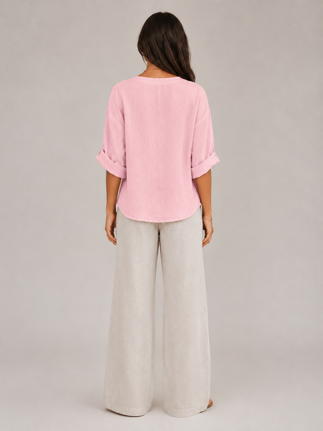 Sorellane - Dames Blouse Met Split-hals En Grote Knopen