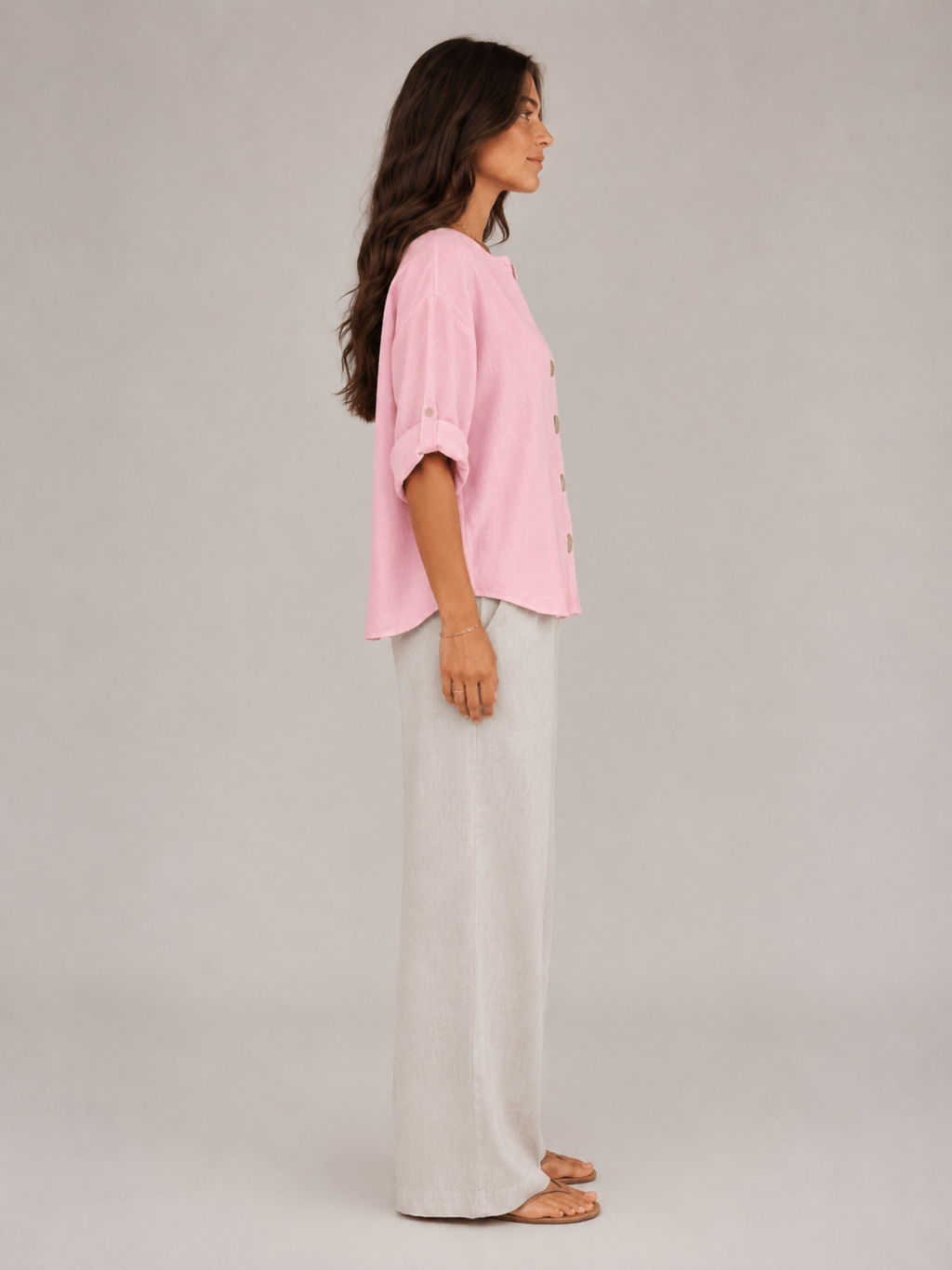 Sorellane - Dames Blouse Met Split-hals En Grote Knopen