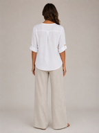 Sorellane - Dames Blouse Met Split-hals En Grote Knopen