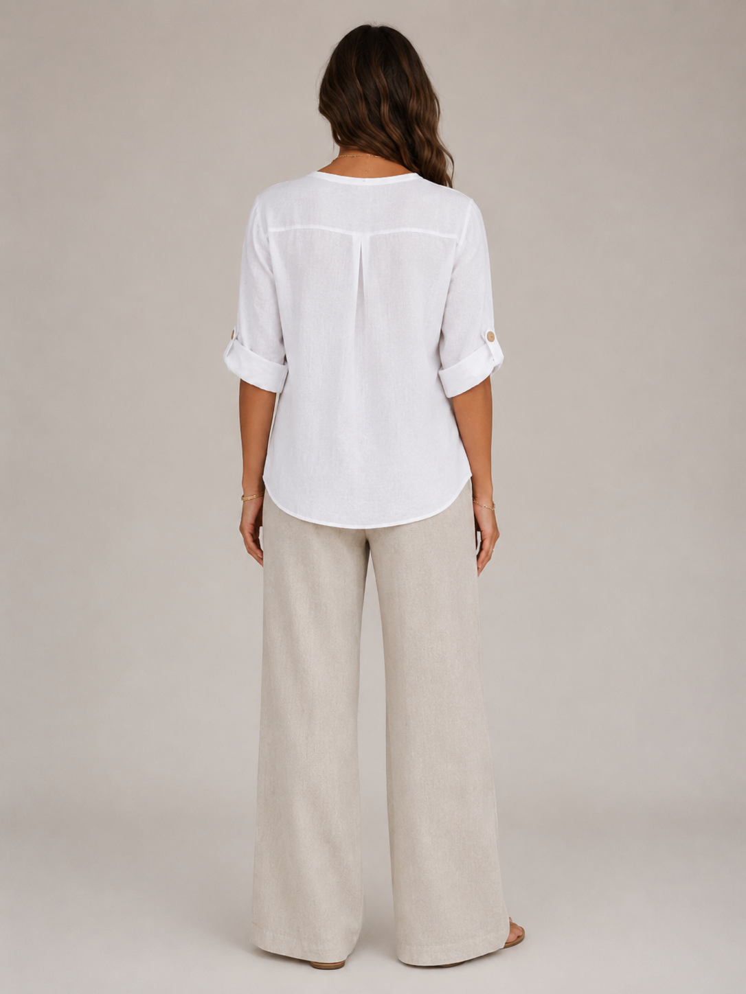 Sorellane - Dames Blouse Met Split-hals En Grote Knopen