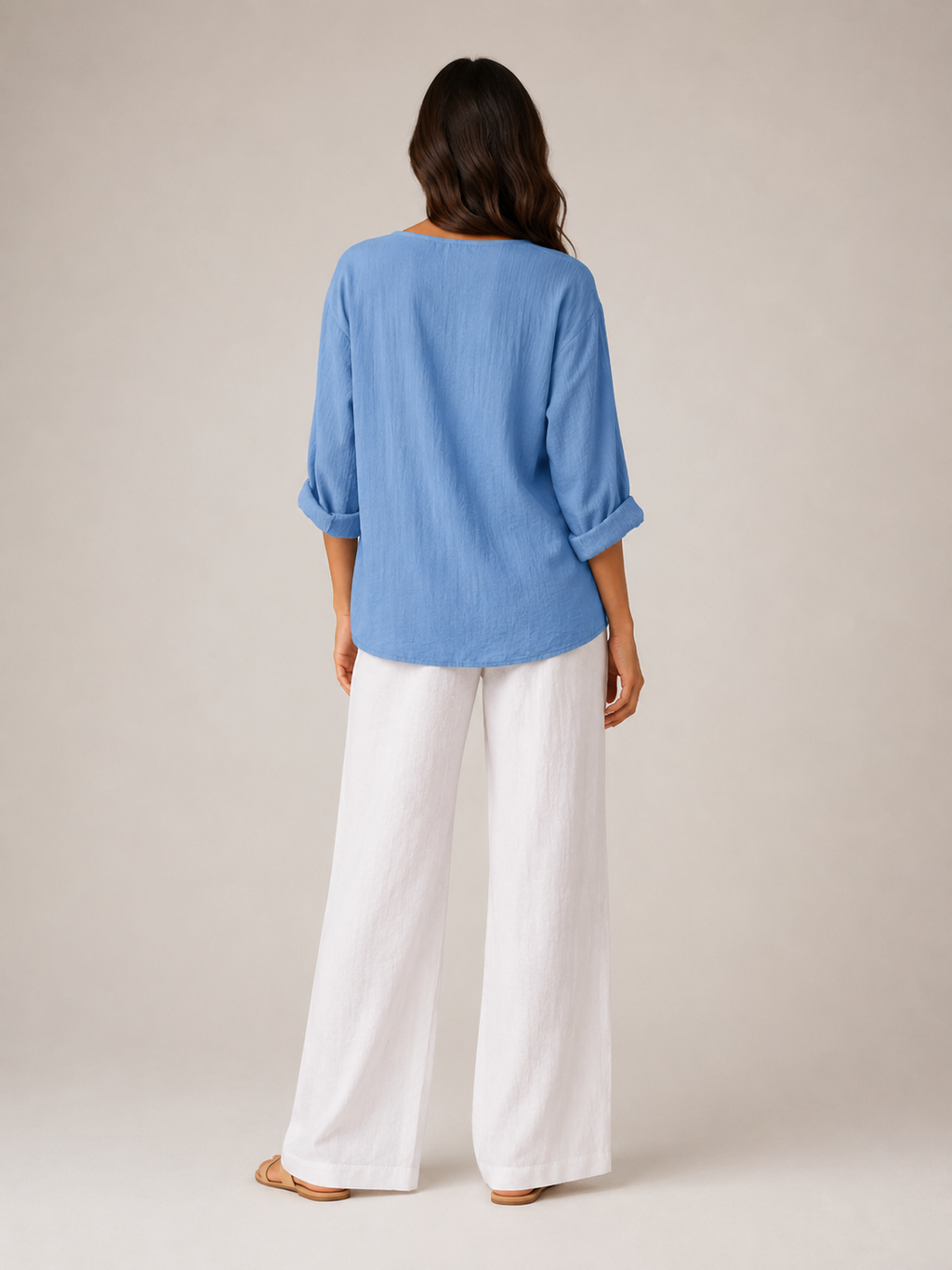 Sérénaïs - Dames Blouse Met V-hals En Knoopsluiting