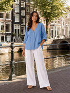 Sérénaïs - Dames Blouse Met V-hals En Knoopsluiting