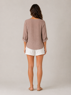 Sérénaïs - Dames Blouse Met V-hals En Knoopsluiting