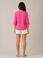 Sérénaïs - Dames Blouse Met V-hals En Knoopsluiting