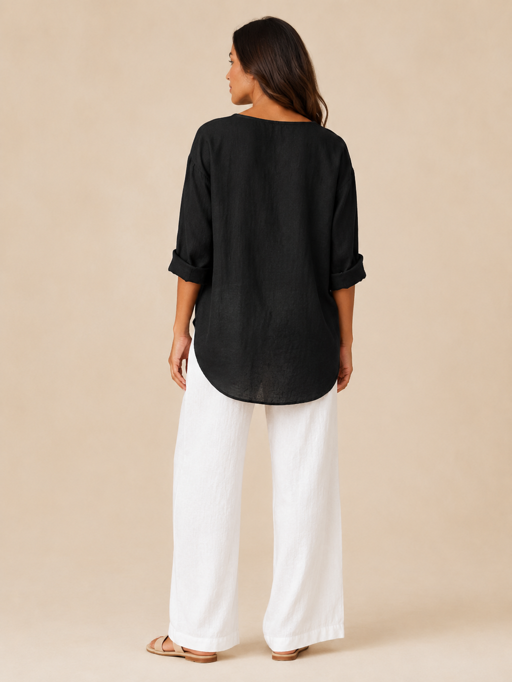 Sérélie - Dames Blouse Met Split-hals En Knoopdetail