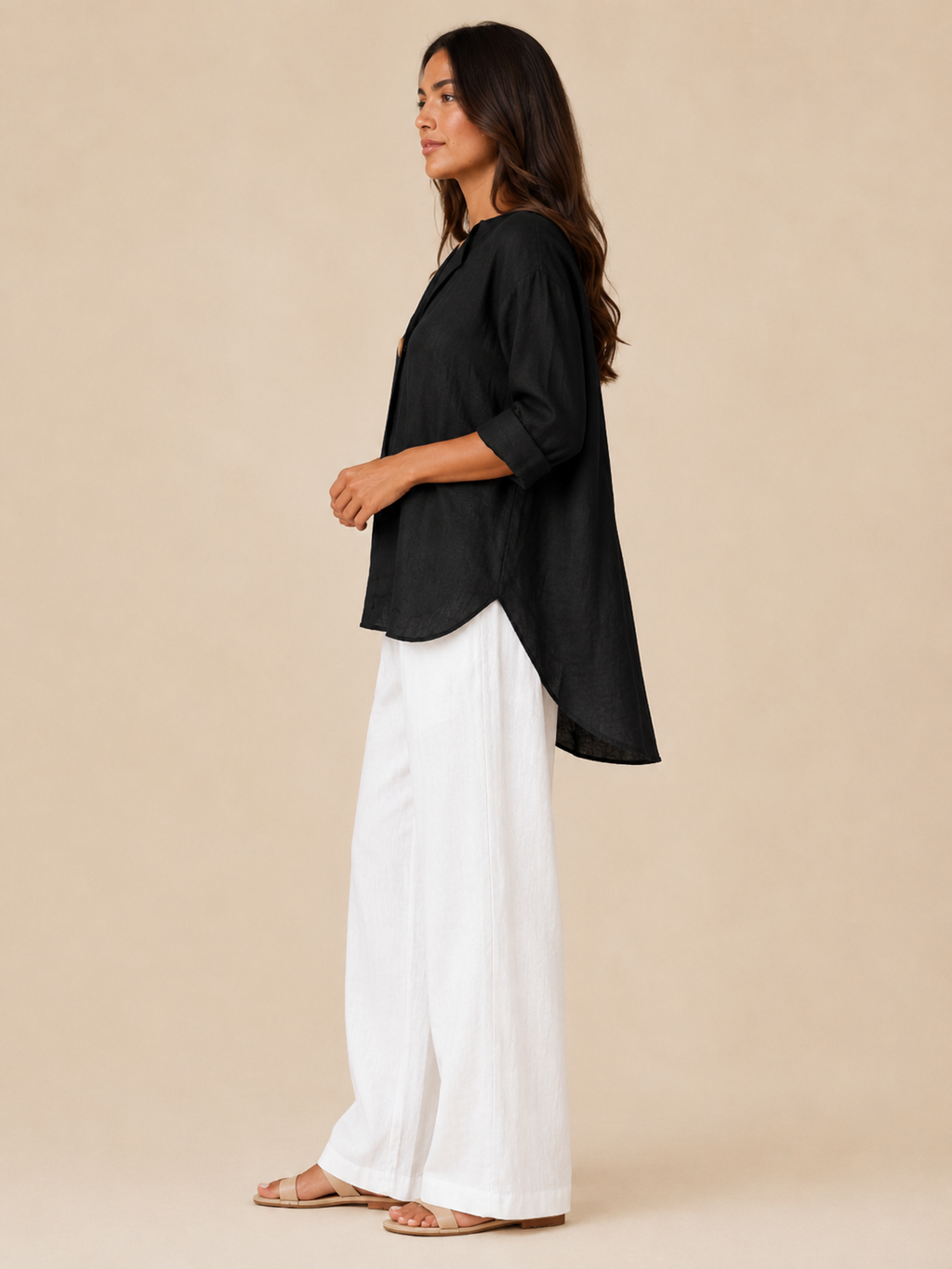 Sérélie - Dames Blouse Met Split-hals En Knoopdetail