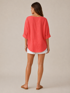 Sérélie - Dames Blouse Met Split-hals En Knoopdetail