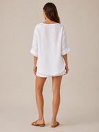 Sérélie - Dames Blouse Met Split-hals En Knoopdetail