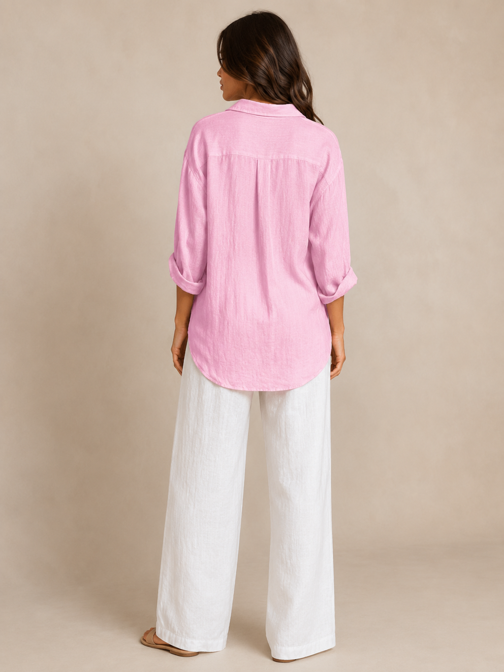 Solenya - Dames Blouse Met Open Kraag En Driekwartmouwen