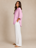 Solenya - Dames Blouse Met Open Kraag En Driekwartmouwen