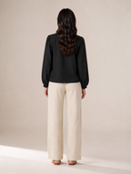Sovéliane - Dames Blouse Met Ruches Langs De V-hals En Lange Mouwen