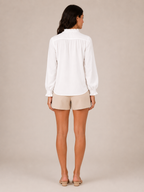 Sovéliane - Dames Blouse Met Ruches Langs De V-hals En Lange Mouwen