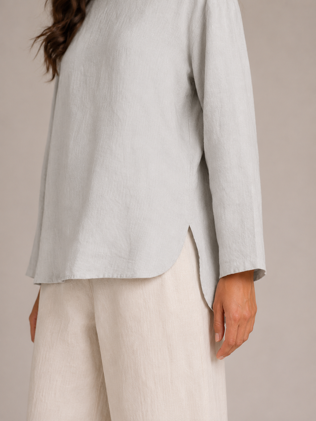 Sévanelle - Dames Blouse Met Ronde Hals En Zijsplitten