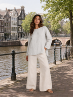 Sévanelle - Dames Blouse Met Ronde Hals En Zijsplitten