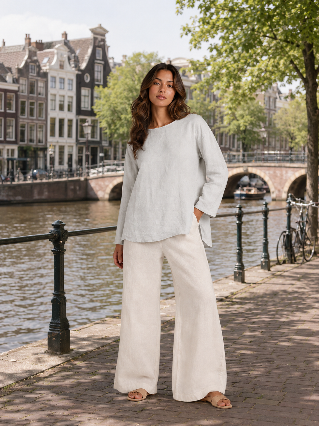 Sévanelle - Dames Blouse Met Ronde Hals En Zijsplitten