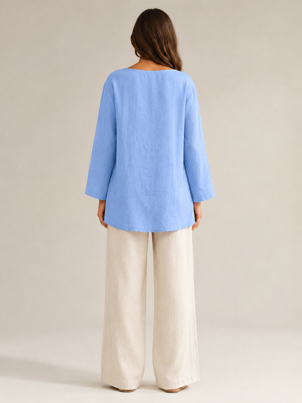 Sévanelle - Dames Blouse Met Ronde Hals En Zijsplitten