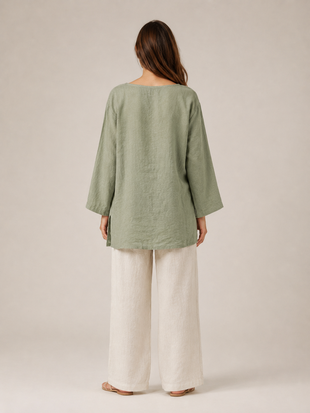 Sévanelle - Dames Blouse Met Ronde Hals En Zijsplitten