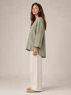 Sévanelle - Dames Blouse Met Ronde Hals En Zijsplitten
