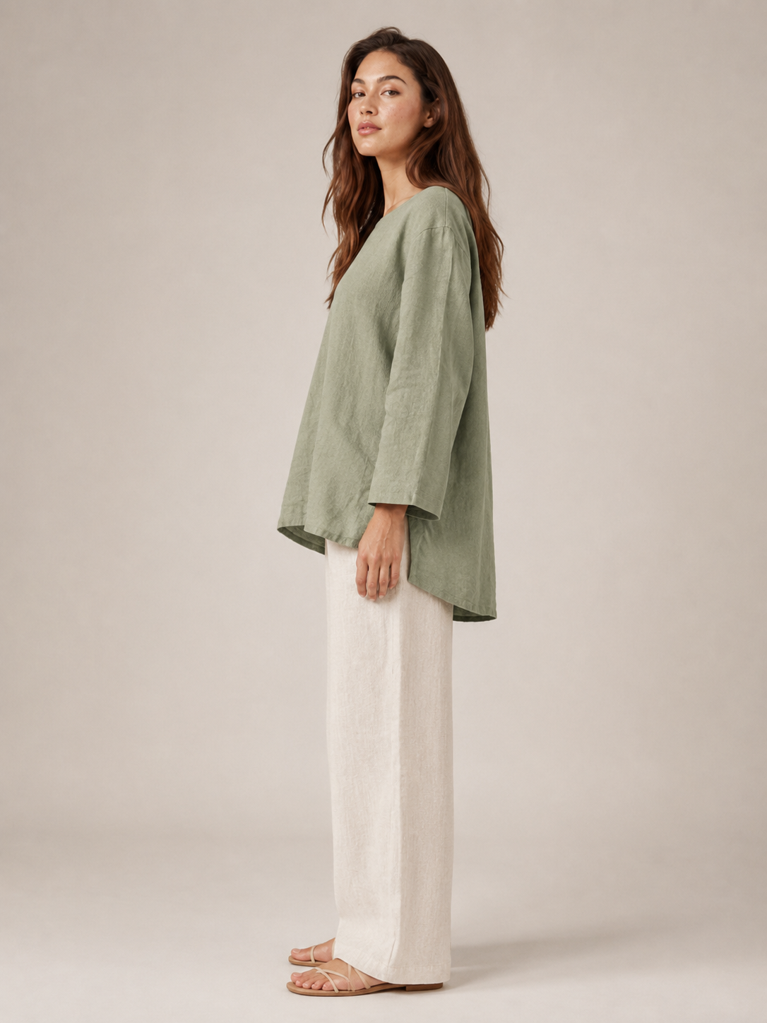 Sévanelle - Dames Blouse Met Ronde Hals En Zijsplitten