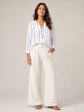 Sandelise - Gestreepte Dames Blouse Met Knoopsluiting En Lange Mouwen