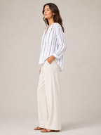 Sandelise - Gestreepte Dames Blouse Met Knoopsluiting En Lange Mouwen