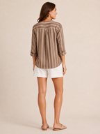 Sandelise - Gestreepte Dames Blouse Met Knoopsluiting En Lange Mouwen