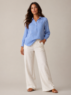 Sévianne - Gestreepte Dames Blouse Met Kraag En Lange Mouwen