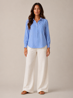 Sévianne - Gestreepte Dames Blouse Met Kraag En Lange Mouwen