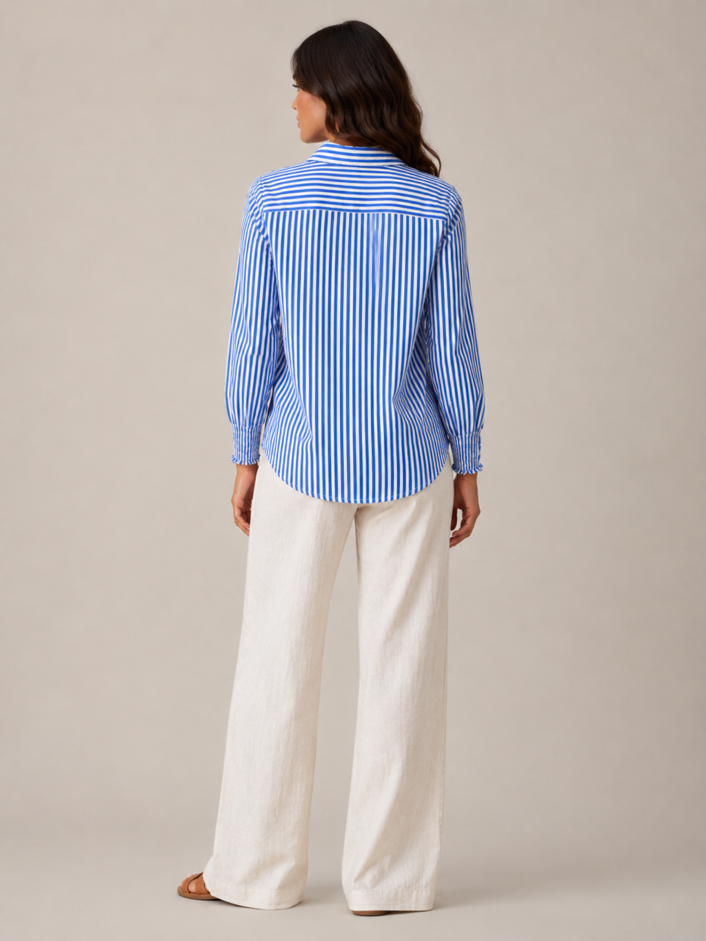 Sévianne - Gestreepte Dames Blouse Met Kraag En Lange Mouwen