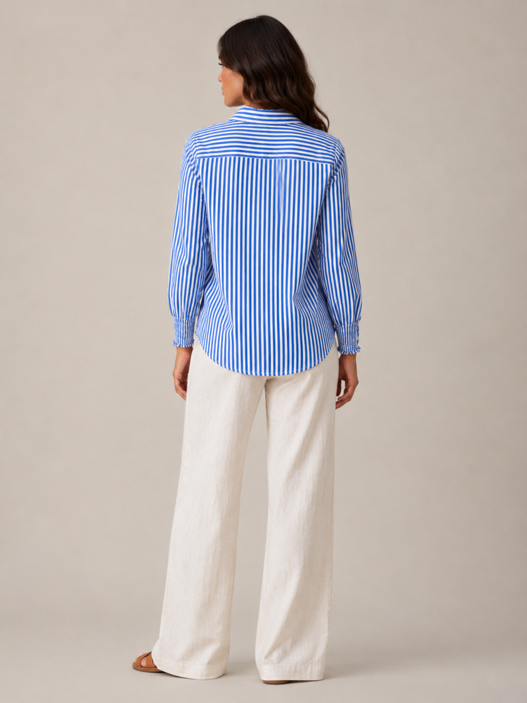 Sévianne - Gestreepte Dames Blouse Met Kraag En Lange Mouwen