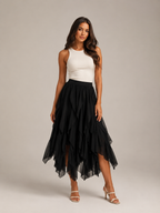 Tavira - Maxi-Rok Met Gelaagde Ruches En Asymmetrische Zoom