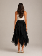 Tavira - Maxi-Rok Met Gelaagde Ruches En Asymmetrische Zoom