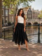 Tavira - Maxi-Rok Met Gelaagde Ruches En Asymmetrische Zoom