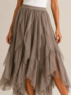 Tavira - Maxi-Rok Met Gelaagde Ruches En Asymmetrische Zoom