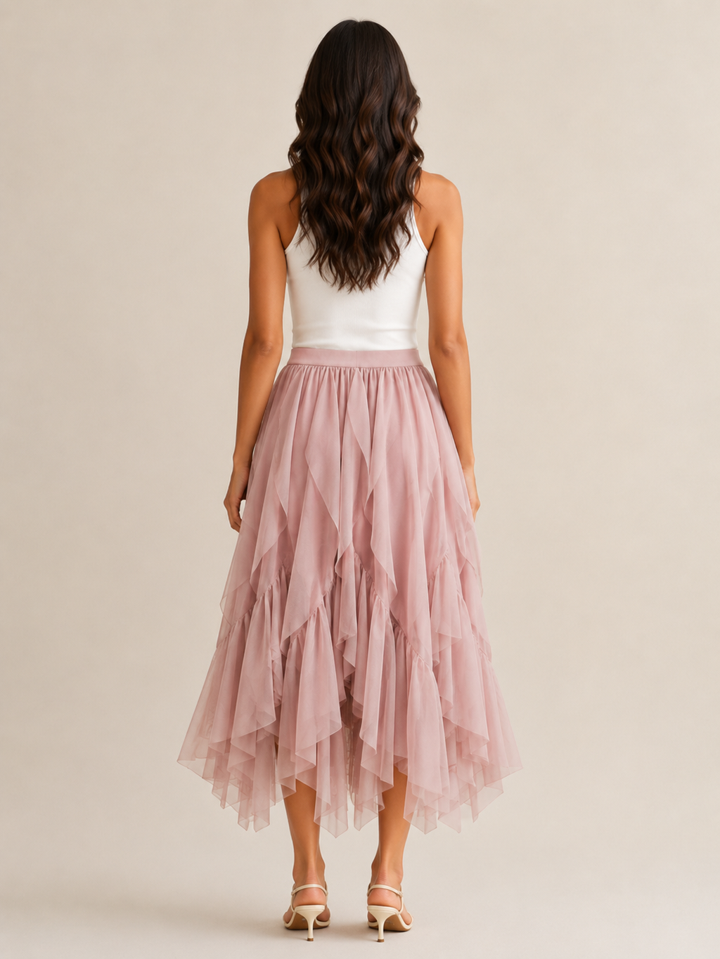 Tavira - Maxi-Rok Met Gelaagde Ruches En Asymmetrische Zoom
