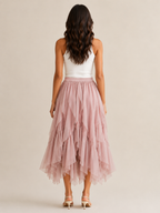 Tavira - Maxi-Rok Met Gelaagde Ruches En Asymmetrische Zoom
