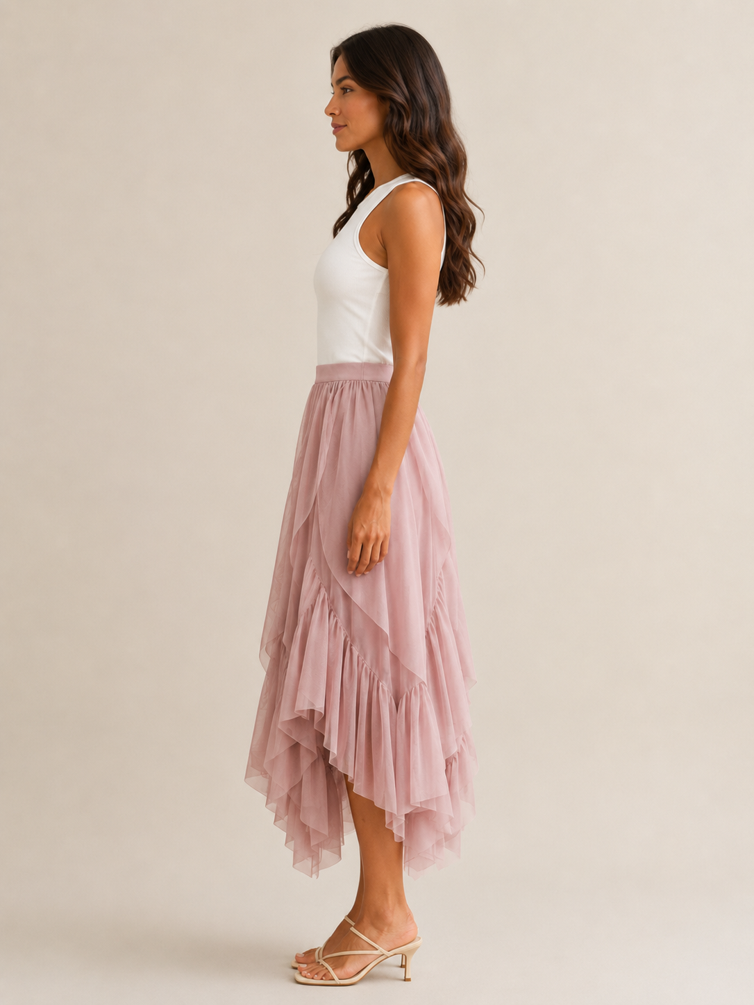 Tavira - Maxi-Rok Met Gelaagde Ruches En Asymmetrische Zoom