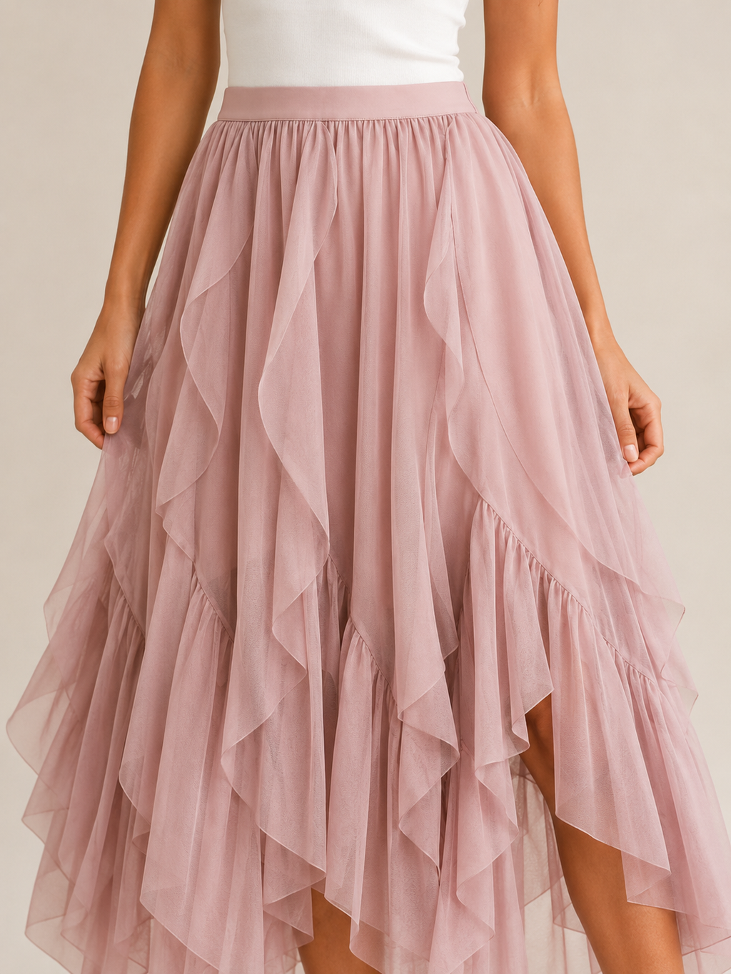 Tavira - Maxi-Rok Met Gelaagde Ruches En Asymmetrische Zoom